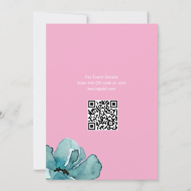 Pink Bat Mitzvah QR Code Einladung (Rückseite)