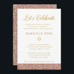 Pink Bat Mitzvah Rose Gold Glitzer Empfang Party Einladung<br><div class="desc">Moderne und minimale Rose Gold Glitzer und Gold Bat Mitzvah Empfang Einladung. Kunstwerk ist flache gedruckte Bilder,  NICHT echter Glitzer oder Goldfolie. Für die Koordination von Beilagen und Dekorgegenständen lesen Sie bitte den Papiertraubenzazzle-Shop.</div>
