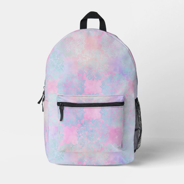 Pink Batik Backpack Bedruckter Rucksack (Vorderseite)