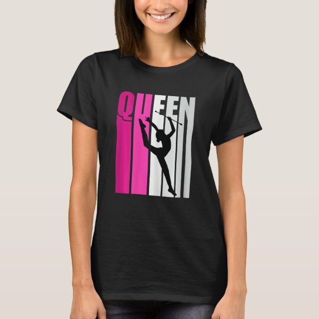 Pink Baton Twirling Gymnast Queen Gymnastics Daugh T-Shirt (Vorderseite)