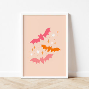 Pink Bats Halloween Poster