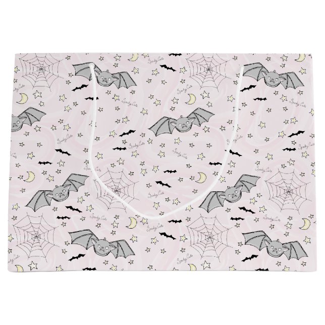 Pink Bats Spookoky Niedlich Baby Girl Große Geschenktüte (Vorderseite)
