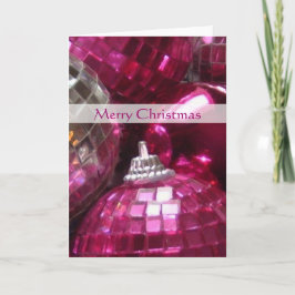Pink Baubles "Frohe Weihnachten" Kartenportrait Feiertagskarte