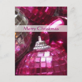 Pink Baubles Postkartenporträt "Frohe Weihnachten" Feiertagspostkarte