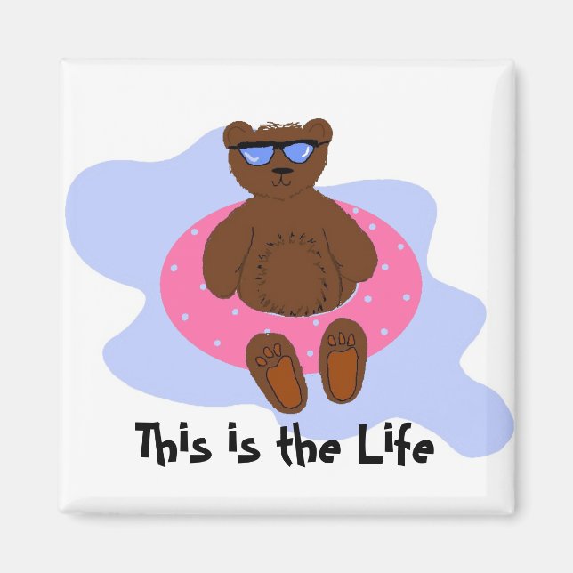 Pink Beach Bear Magnet (Vorne)