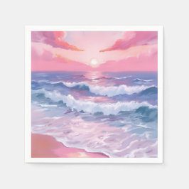 Pink Beach Ocean Shore gestrichen Serviette