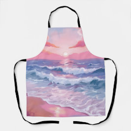 Pink Beach Ocean Shore Küstenmalerei Schürze