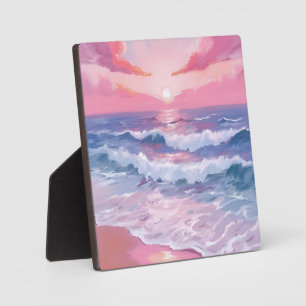 Pink Beach Ocean Shore Malerei Art Fotoplatte