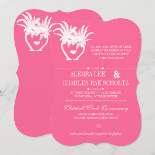 Pink Beach Palm Tree Zielhalkboard Einladung