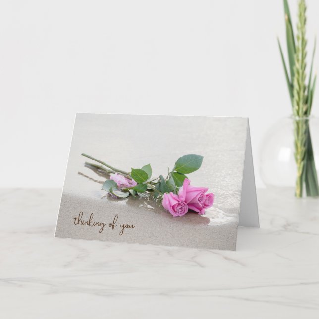 Pink Beach Rose Denken Sie an Sie Karte (Vorderseite)