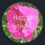Pink Beach Rose Happy Birthday Daughter Sticker<br><div class="desc">Entspricht einer Karte und Briefmarke</div>