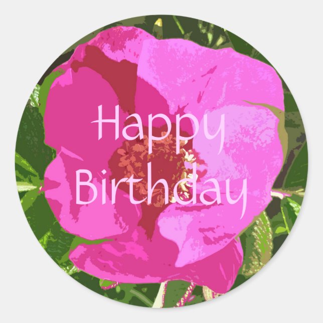 Pink Beach Rose Happy Birthday Daughter Sticker (Vorderseite)