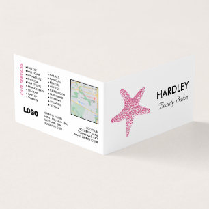 Pink Beach Starfish, Beautician, Loyalty Card, Visitenkarten
