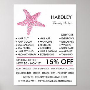 Pink Beach Starfish, Beautician, Schönheitssalon Poster
