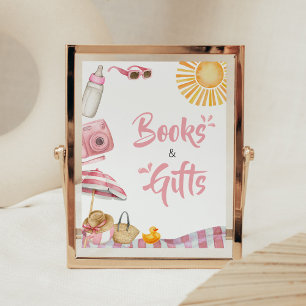 Pink Beach Summer Baby Dusche Bücher und Geschenke Poster
