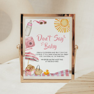 Pink Beach Summer Baby Dusche Say Baby nicht Poster