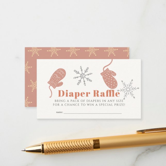 Pink Beanie Boy Baby Dusche Windeln Raffelschein T Begleitkarte (Vorderseite/Rückseite Beispiel)