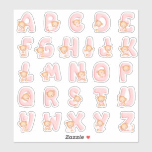 Pink Bear Alphabet Set Aufkleber