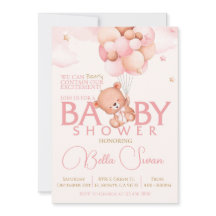 Pink Bear Baby Baby Dusche Einladung