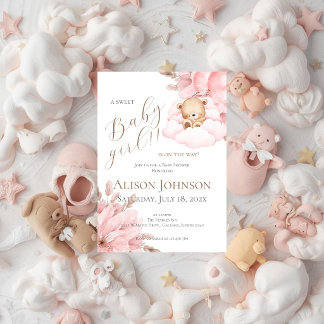 Pink Bear Baby Shower Girl invitation Einladung