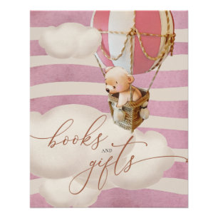 Pink Bear Balloon Baby Bücher und Geschenke Poster