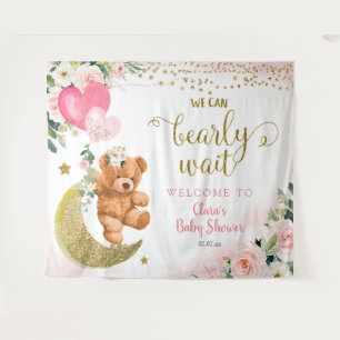 Pink Bear Balloon Babydusche Zeichenband Wandteppich