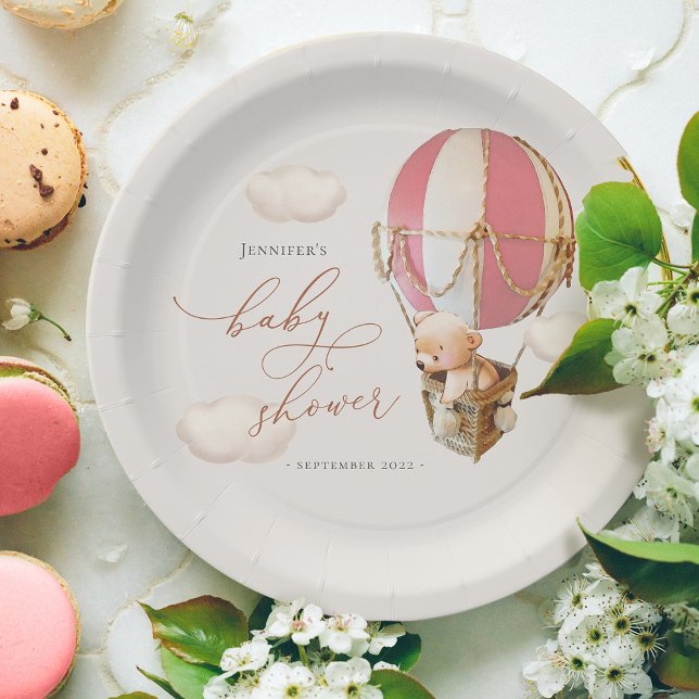 Pink Bear Balloon Babyduschpapier Pappteller (Von Creator hochgeladen)