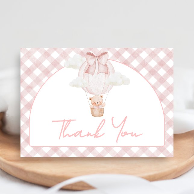 Pink Bear Bearly Wait Baby Shower Dankeskarte (Bearly Wait Baby Shower Thank You Card
)