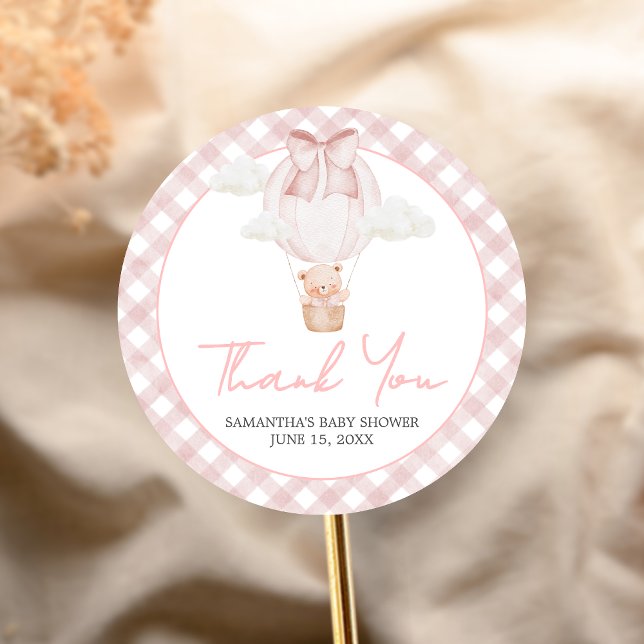 Pink Bear Bearly Wait Baby Shower  Runder Aufkleber (Bearly Wait Baby Shower Sticker)