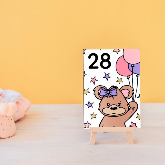 Pink Bear Themed Girl Baby Shower Tischnummer (Von Creator hochgeladen)
