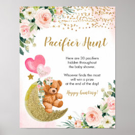 Pink Bearly Baby Dusche Schnuller Hunt Poster
