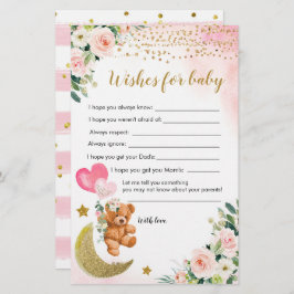 Pink Bearly Baby Dusche Wünsche für Baby