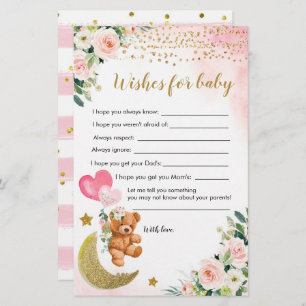 Pink Bearly Baby Dusche Wünsche für Baby