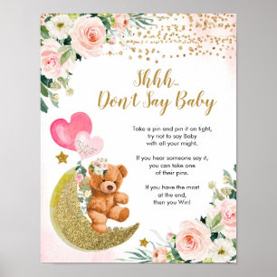 Pink Bearly Say Baby Sign nicht Poster