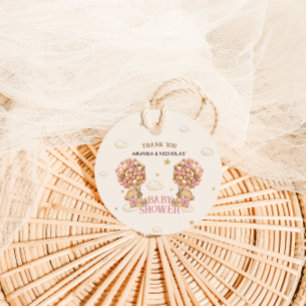 Pink Bears Twins Girl Dusche Danke Geschenkanhänger