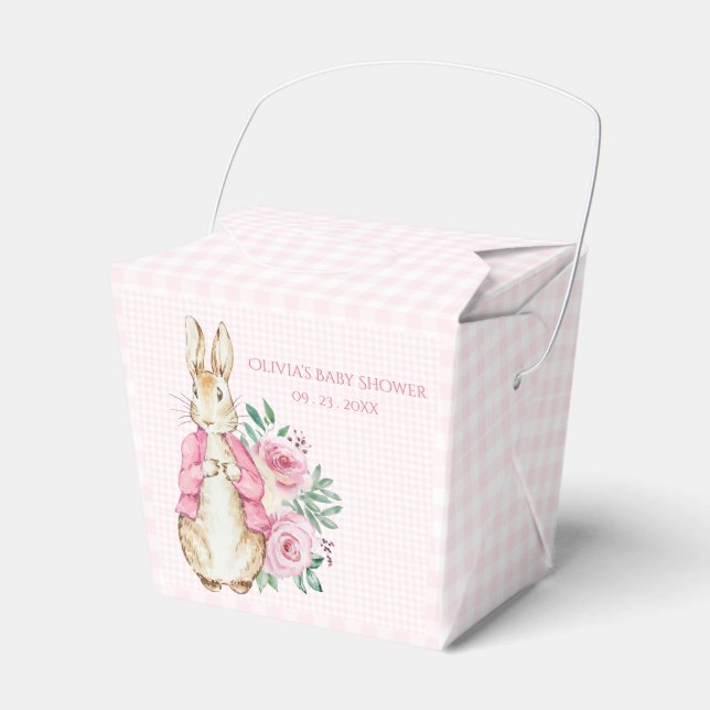 Pink Beatrix Potter Bunny Rabbit Babydusche Geschenkschachtel (Vorderseite)