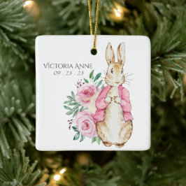 Pink Beatrix Potter Rabbit Personalisiert Baby Keramikornament