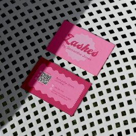 Pink Beauty Lashes QR Code Business Card Visitenkarte