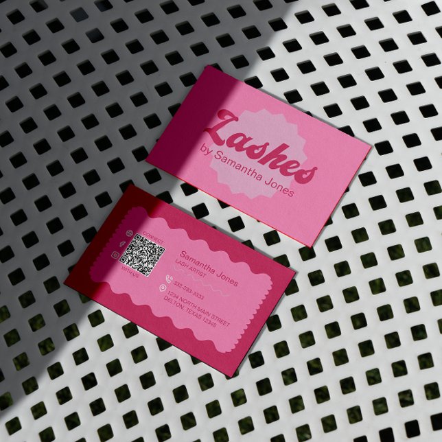 Pink Beauty Lashes QR Code Business Card Visitenkarte (Von Creator hochgeladen)
