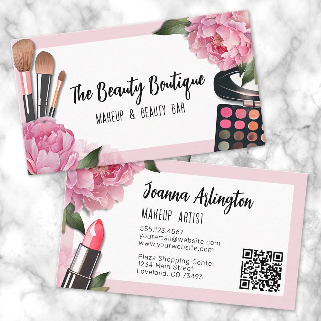 Pink Beauty Makeup Artist Visitenkarte (Pink Beauty Makeup Artist Business Card )