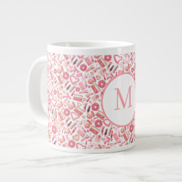 Pink Beauty & Makeup Seamless Pattern Girly Jumbo-Tasse