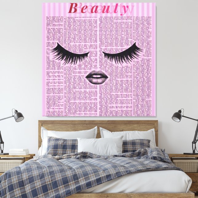 Pink Beauty Stretched Canvas Wall Art | Feminine  Leinwanddruck (Insitu (Schlafzimmer))