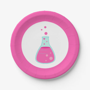 Pink-Becher-Wissenschaftsparty Pappteller