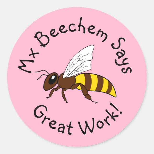 Pink Bee Great Work Stickers (Vorderseite)