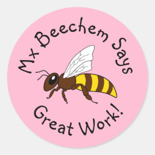 Pink Bee Great Work Stickers