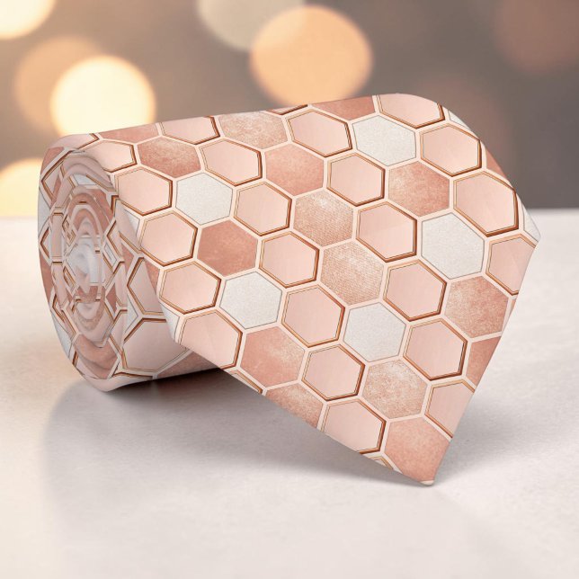 Pink Bee Hive Pattern Custom Necktie Krawatte (Von Creator hochgeladen)