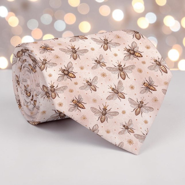 Pink Bee Pattern Custom Necktie Krawatte (Von Creator hochgeladen)