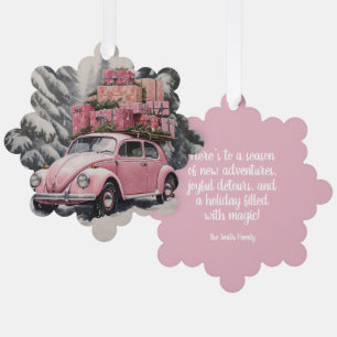 Pink Beetle Weihnachtsschmuck & Geschenkanhänger Ornament Karte