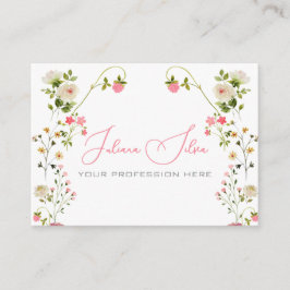 Pink Beige Ästhetik Floral Wasserfarbe mit QR Visitenkarte