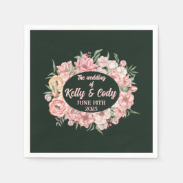 Pink Beige Blume Oval auf der Grünen Hochzeitscock Serviette